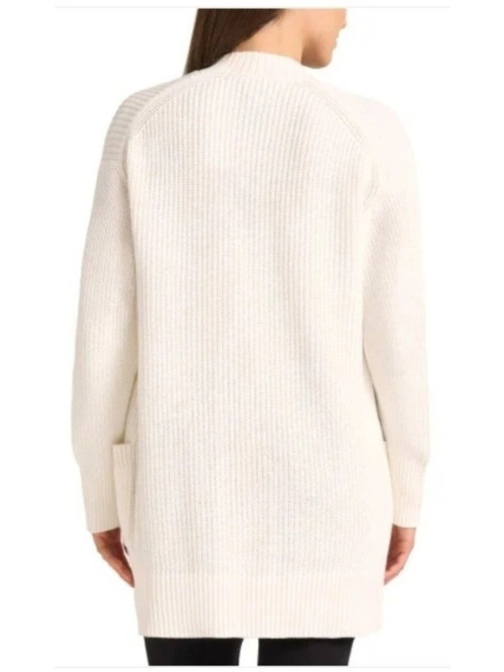 NWT Max & Mia Women's L Cardigan Ivory Open Front Ribbed Knit - Picture 3 of 12